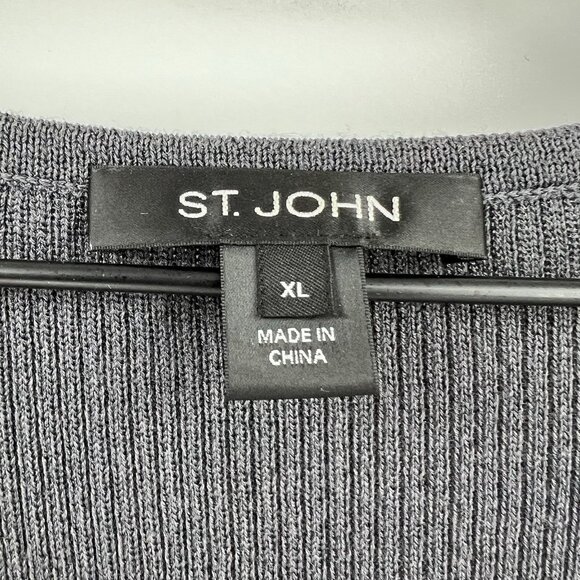 St. John Recent Slate Gray Ribbed Shell Top Sleeveless XL Layering Wool Blend - Picture 3 of 6